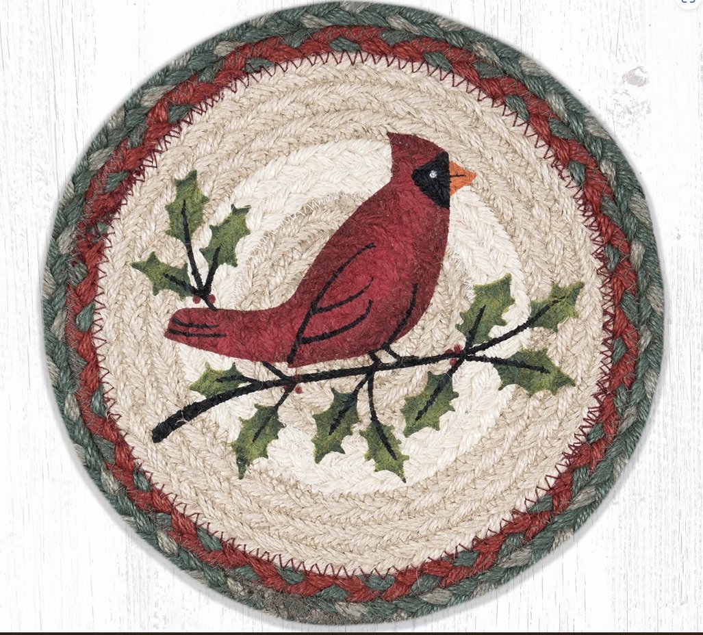 Holly & Cardinal 10" Round Braided Natural Jute Trivets & Matching Basket Set - Thumbnail 2