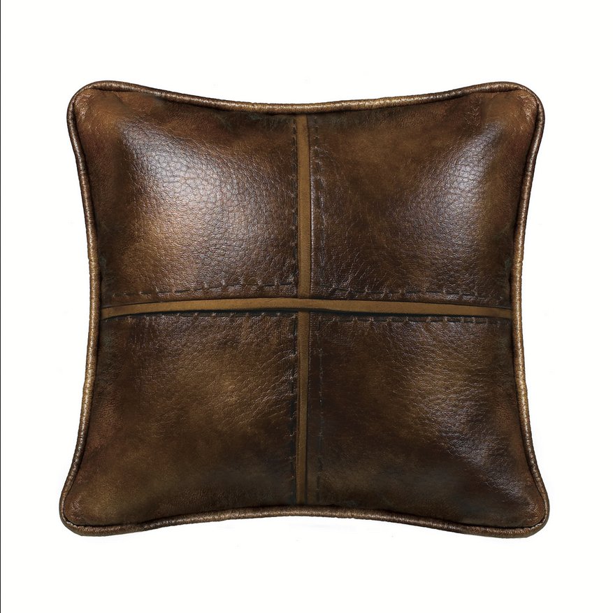 Brighton Stitched Faux Leather Throw Pillow - Ozark Cabin Décor, LLC