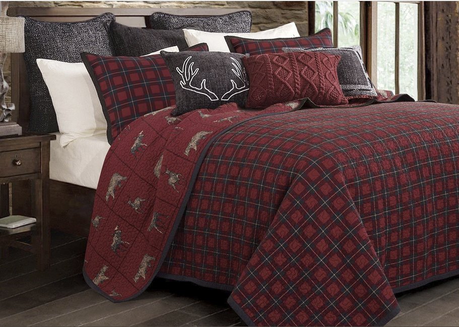 Woodland Plaid Reversible 3-Pc Quilt Set