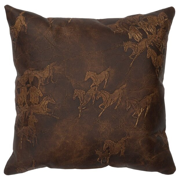 WD80253 Wooded River Settler Embossed Leather Pillow - Ozark Cabin Décor, LLC