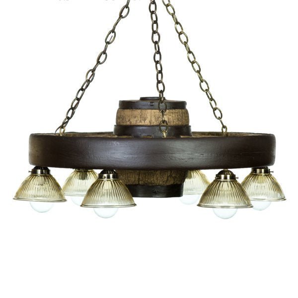 Small Wagon Wheel Chandelier With Downlights - Ozark Cabin Décor, LLC