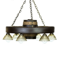 Small Wagon Wheel Chandelier With Downlights - Ozark Cabin Décor, LLC