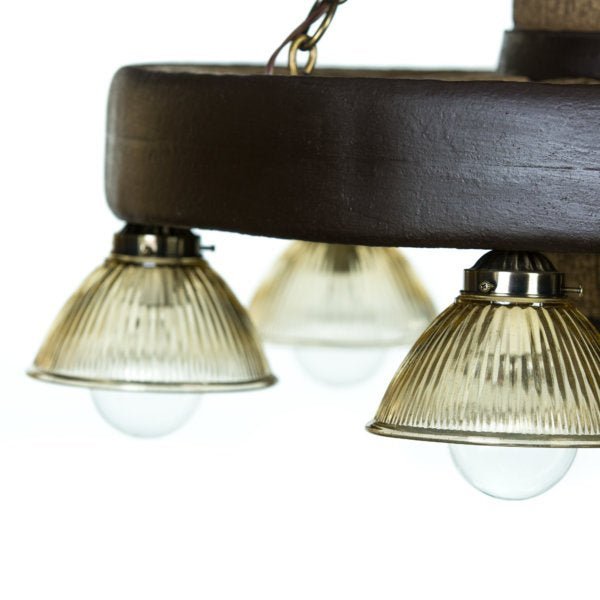 Small Wagon Wheel Chandelier With Downlights - Thumbnail 2