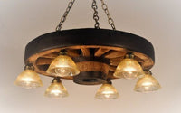 Small Wagon Wheel Chandelier With Downlights - Ozark Cabin Décor, LLC