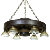 Small Wagon Wheel Chandelier With Downlights - Ozark Cabin Décor, LLC