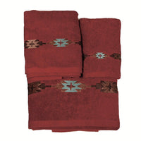 Socorro Embroidery 6-PC Bath Towel Set - Red - Ozark Cabin Décor, LLC