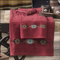 Socorro Embroidery 6-PC Bath Towel Set - Red - Ozark Cabin Décor, LLC