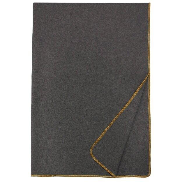 60" x 72" Wooded River Soft, Warm, Italian Wool Blend Solid Greystone Old Gold Reversible Throw