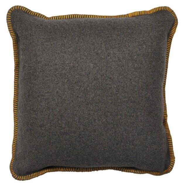 20" x 20" Wooded River Soft, Warm, Italian Wool Blends Solid Greystone Old Gold Reversible Pillow