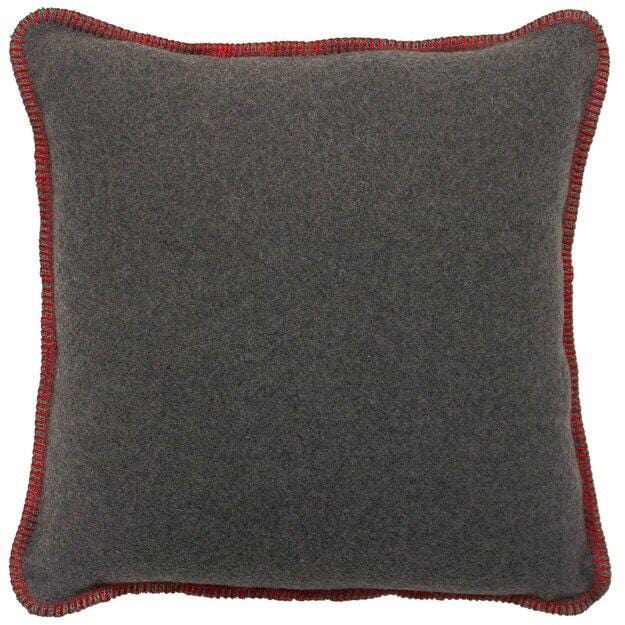 WD26571RH 20" x 20" Wooded River Soft, Warm, Italian Wool Blends Solid Greystone Red Hot Reversible Pillow