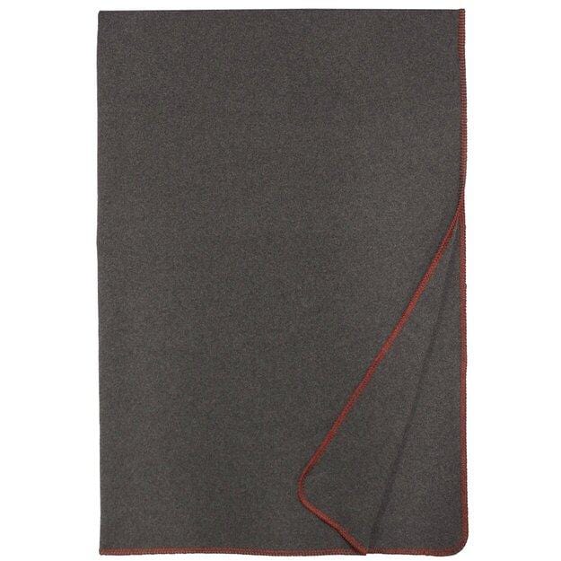 WD26591H 60" x 72" Wooded River Soft, Warm, Italian Wool Blend Solid Greystone Red Hot Reversible Throw