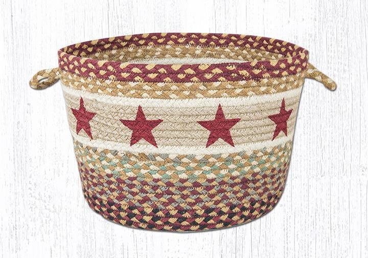 Burgundy Star Braided Jute Utility Baskets - Ozark Cabin Décor, LLC