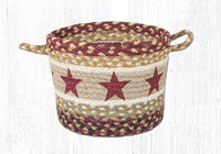 Burgundy Star Braided Jute Utility Baskets - Ozark Cabin Décor, LLC