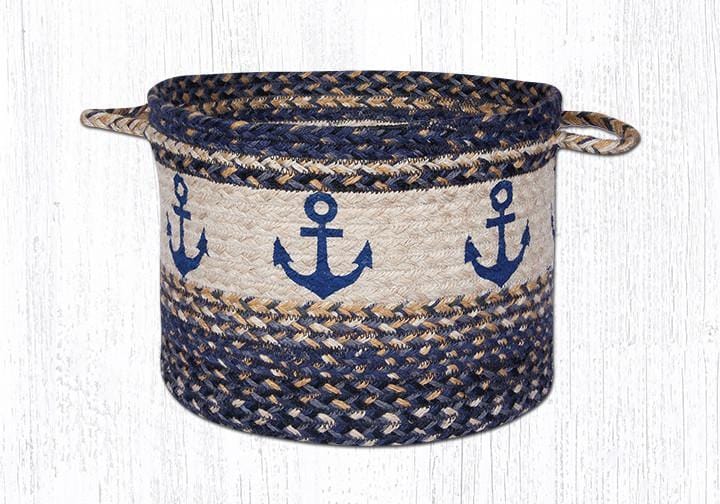 Nautical Anchor Braided Jute Utility Baskets - Ozark Cabin Décor, LLC