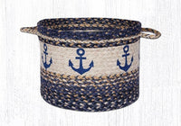 Nautical Anchor Braided Jute Utility Baskets - Ozark Cabin Décor, LLC