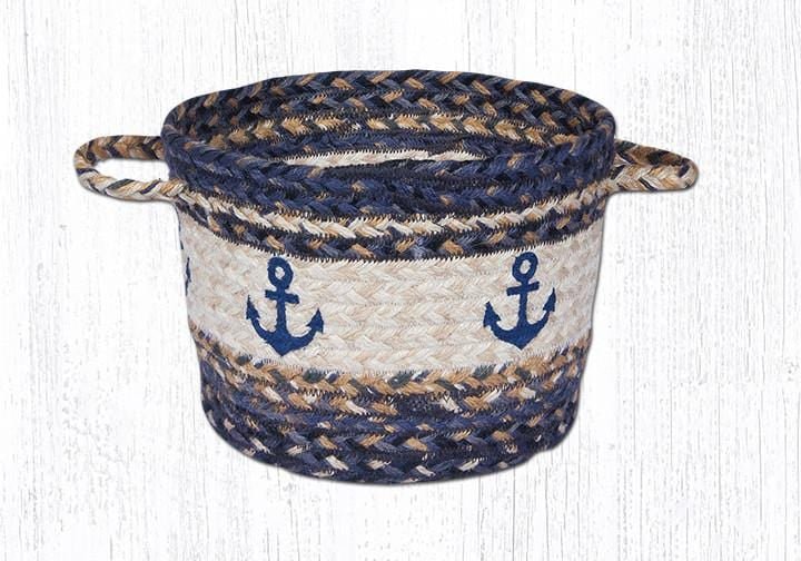 Nautical Anchor Braided Jute Utility Baskets - Ozark Cabin Décor, LLC