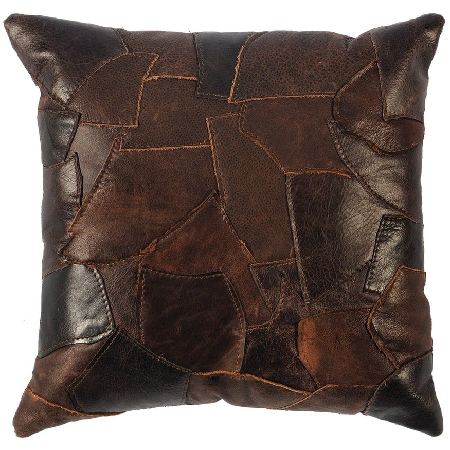 Wooded River Patchwork Leather Pillow - Ozark Cabin Décor, LLC