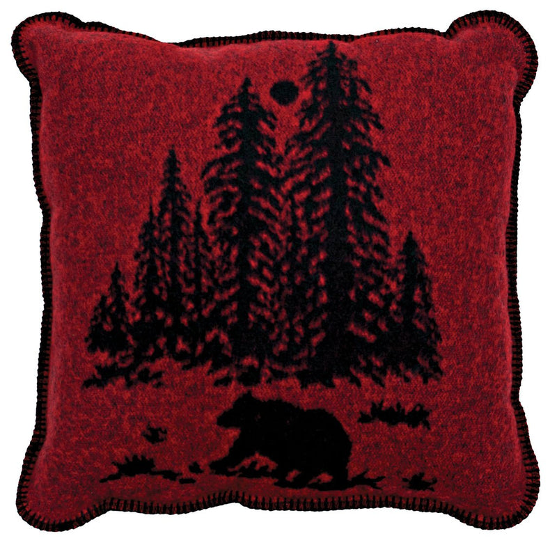 Wooded River Bear Wool Pillow - Ozark Cabin Décor, LLC
