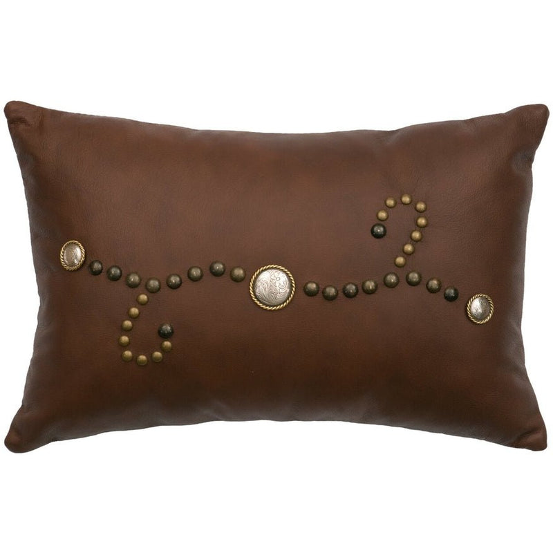 Wooded River Harness Leather and Conchos Pillow - Ozark Cabin Décor, LLC