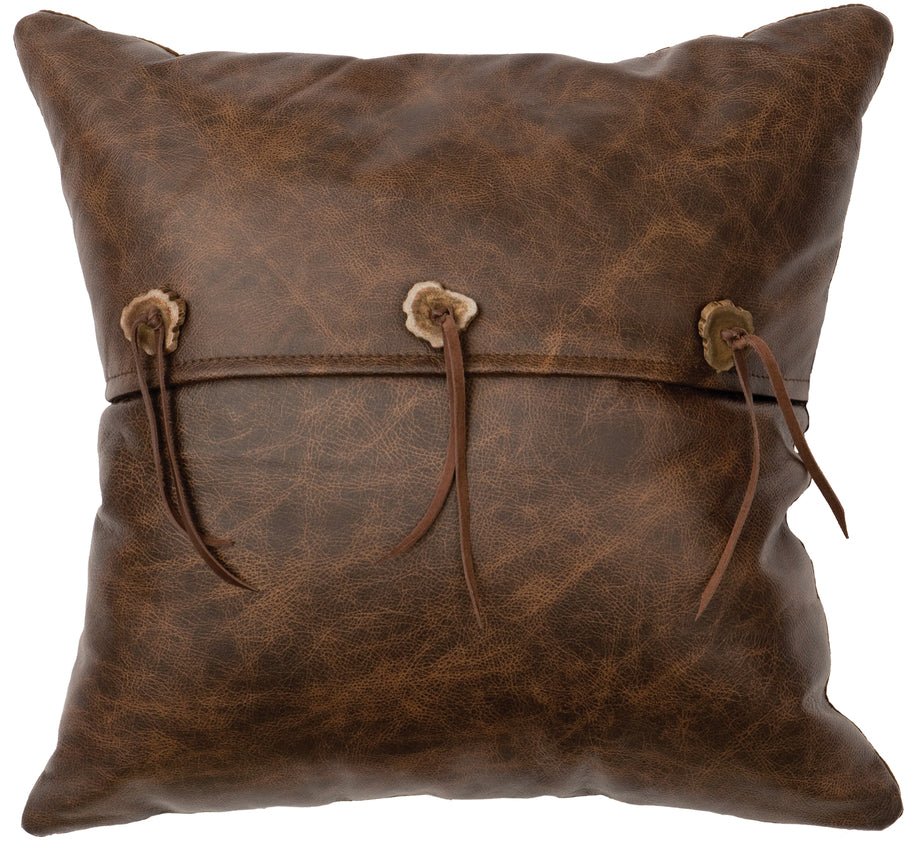 WD80243 Wooded River Texas Leather Pillow - Ozark Cabin Décor, LLC