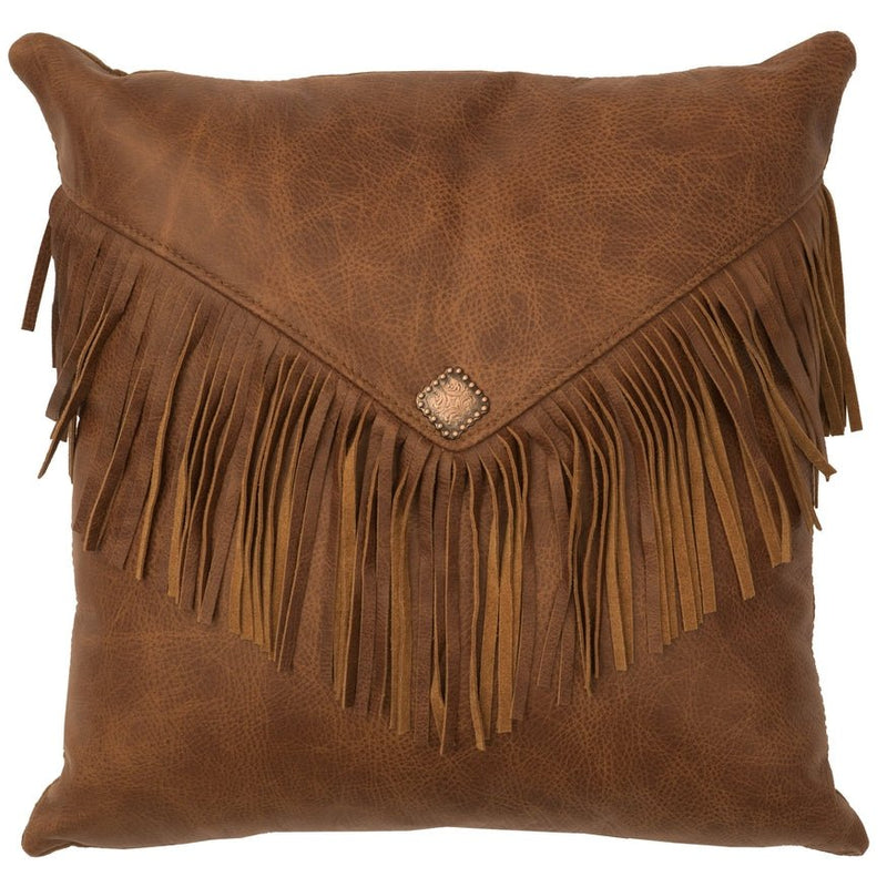 WD80244 Wooded River Whiskey Leather Pillow - Ozark Cabin Décor, LLC