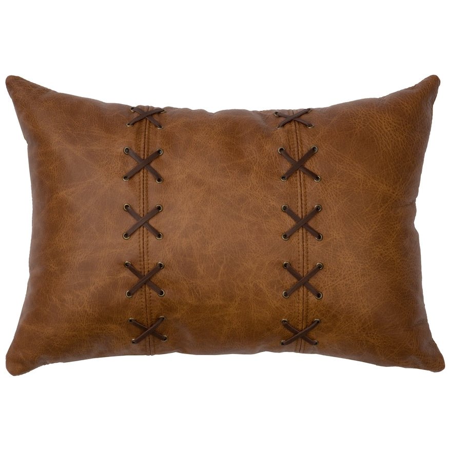 WD80245 Wooded River Whiskey Leather Pillow - Ozark Cabin Décor, LLC