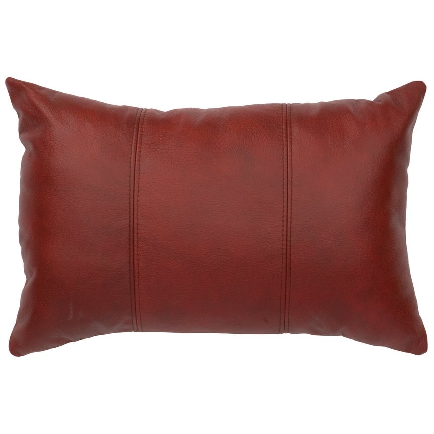 Wooded River Red Leather Decorative Pillow