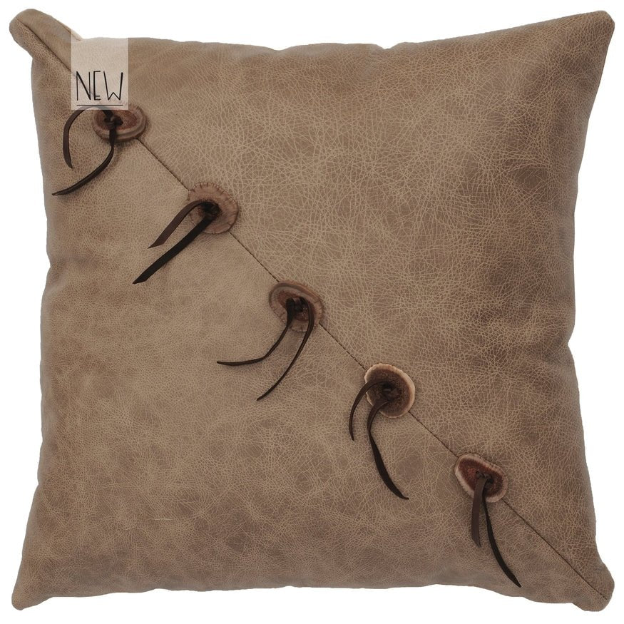 Wooded River Mushroom Leather Pillow - Ozark Cabin Décor, LLC