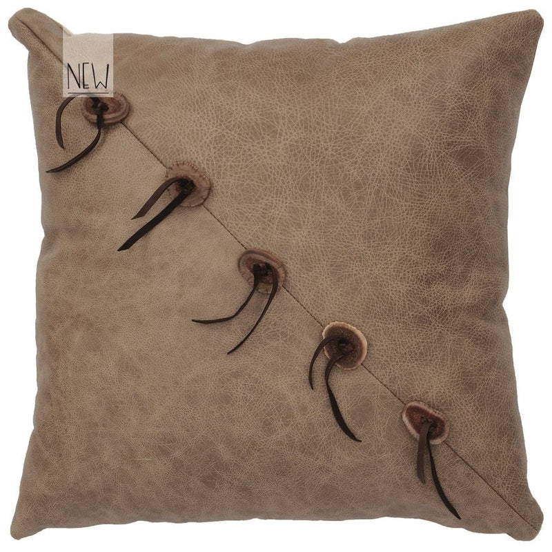 Wooded River Leather and Fabric Accent Pillow 410