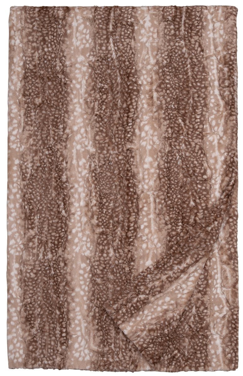 Wooded River 54"x72" Fawn Tan Cuddle Fur Throw - Ozark Cabin Décor, LLC