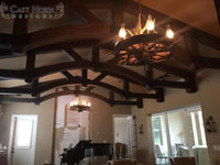 Wagon Wheel Mule Deer Antler Chandelier - Ozark Cabin Décor, LLC