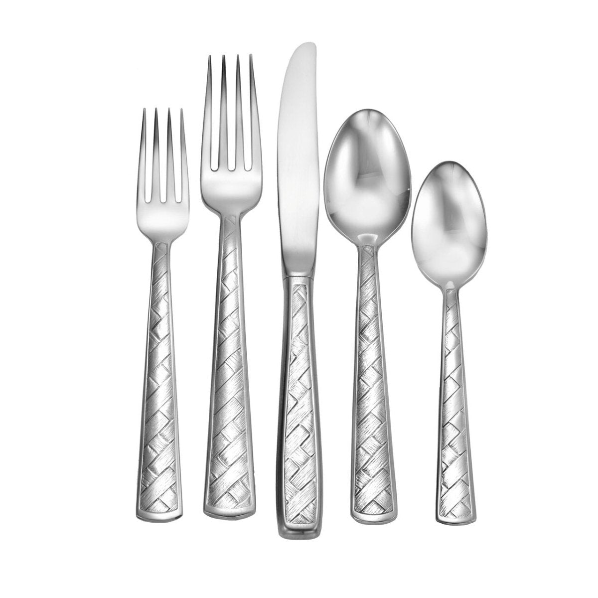 Weave Stainless Steel Flatware Sets - 20, 40, 45, 60, 65 Pc. - Ozark Cabin Décor, LLC