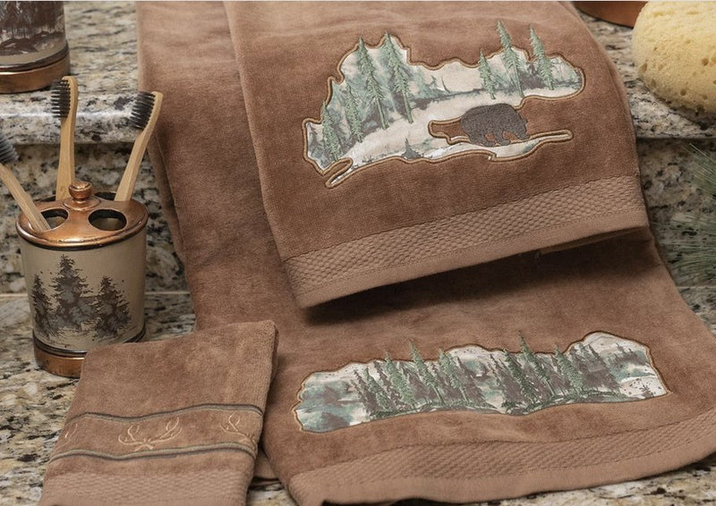 Wilderness Forest Bear 6-PC Bath Towel Set - Mocha - Ozark Cabin Décor, LLC