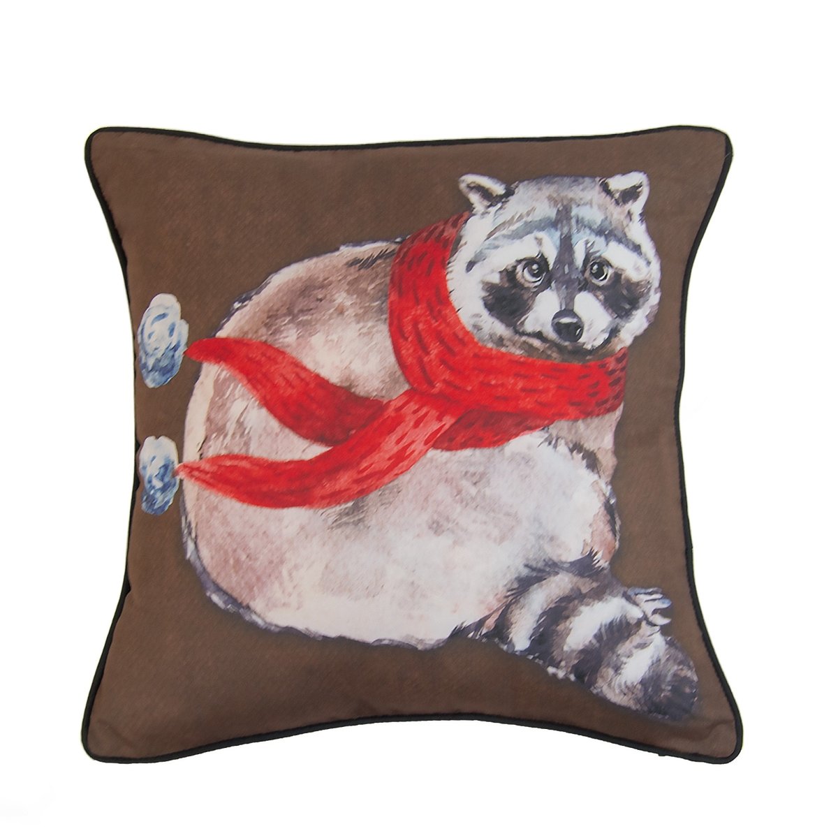Woodland Christmas Raccoon Throw Pillow - Ozark Cabin Décor, LLC