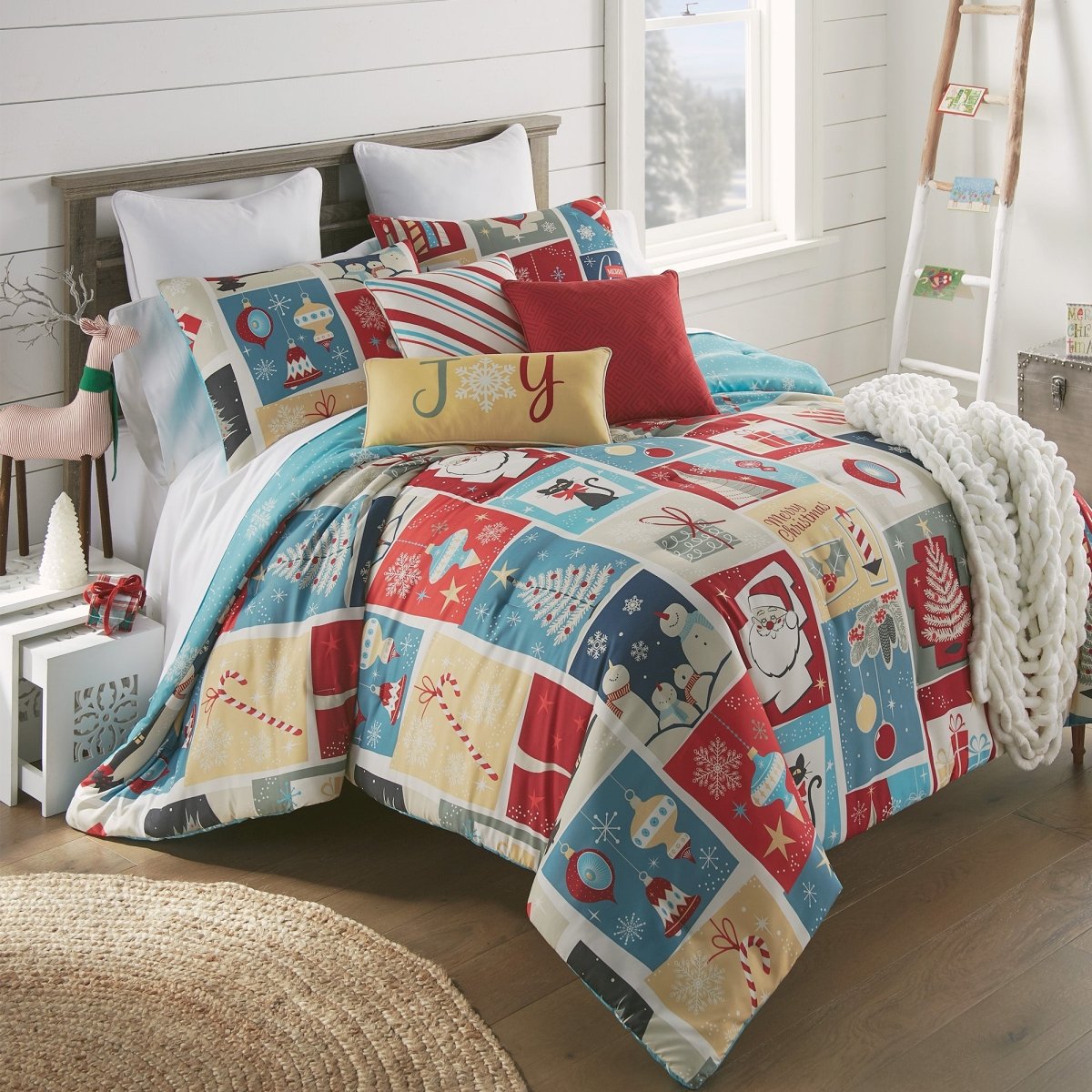 Retro Christmas Comforter Bedding Set - Queen - Ozark Cabin Décor, LLC