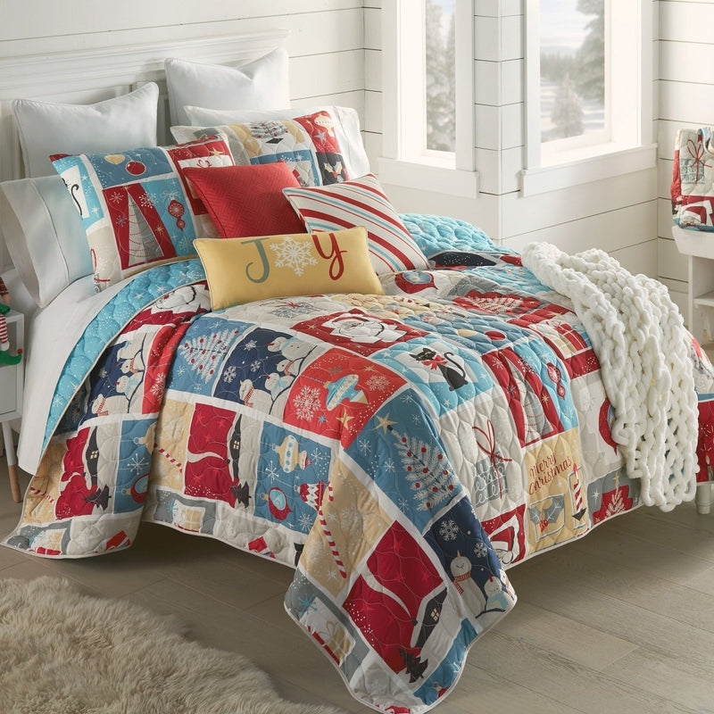 Retro Christmas Quilted Bedding Set - King - Ozark Cabin Décor, LLC