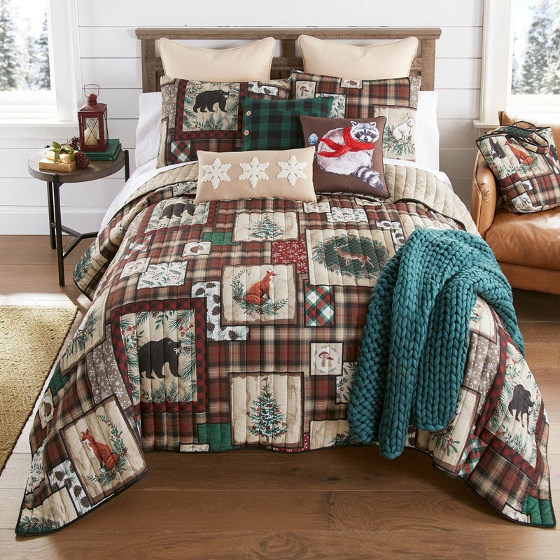 Woodland Christmas Quilted Bedding Set - King - Ozark Cabin Décor, LLC