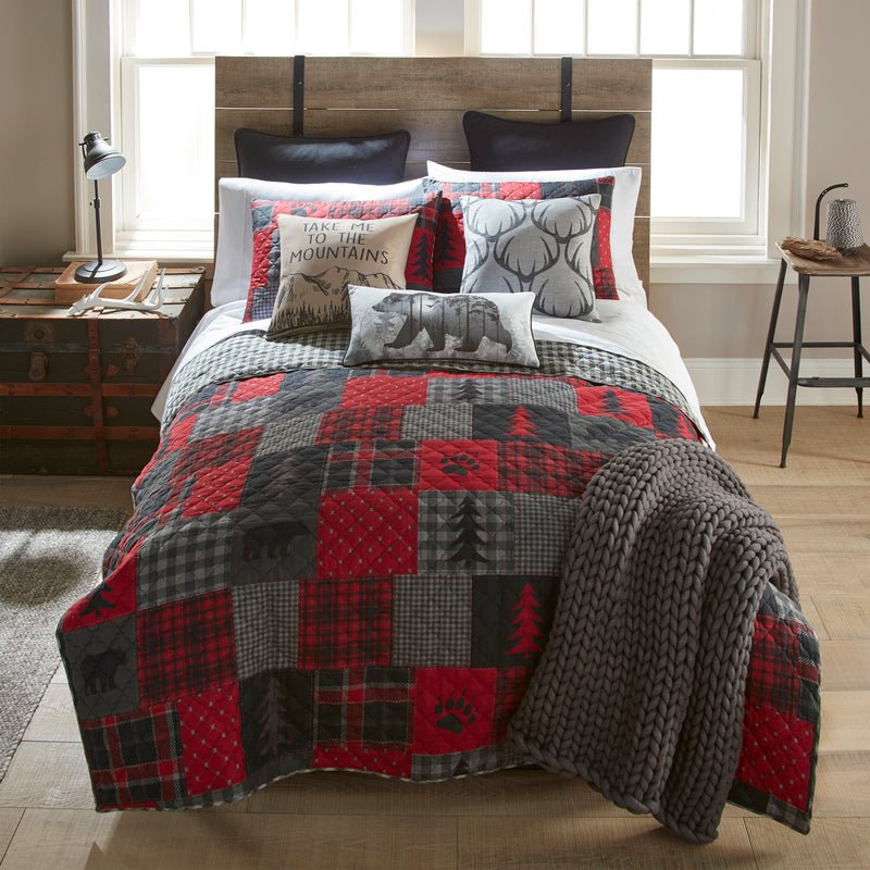 Red Forest Reversible 3-Pc Quilt Bedding Set - Full/Queen - Ozark Cabin Décor, LLC