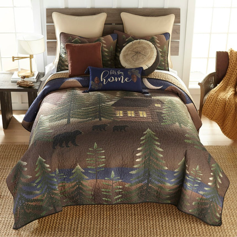 Folk Art Forest 3-Piece Reversible Quilted Bedding Set - King - Ozark Cabin Décor, LLC