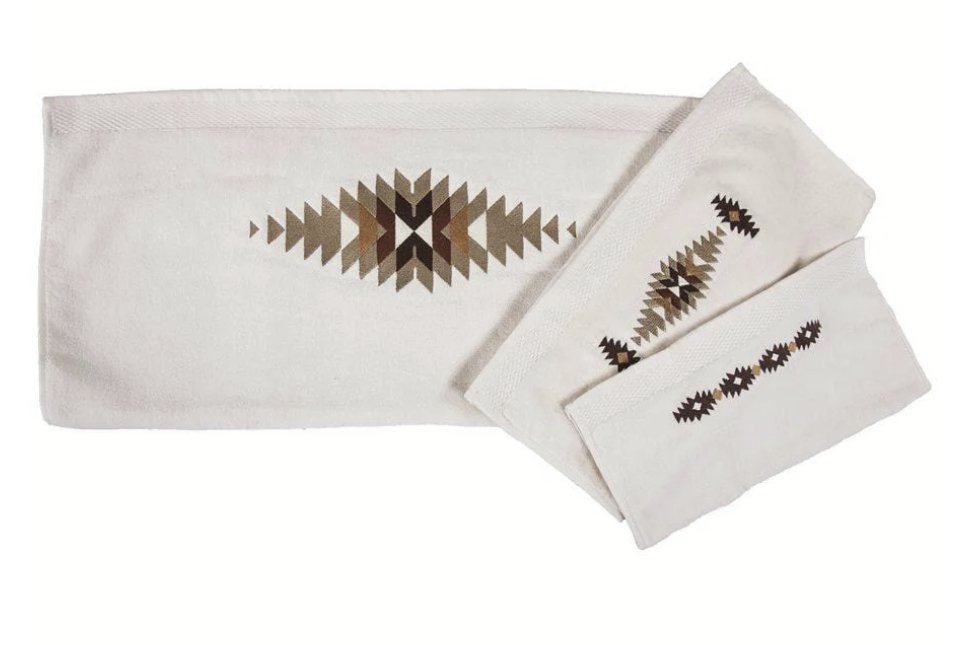 Yosemite Embroidery 6-PC Bath Towel Set - Cream - Ozark Cabin Décor, LLC