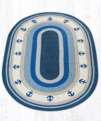 OP-443 Nautical Anchor Oval Braided Rug - Ozark Cabin Décor, LLC