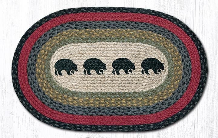 OP-238 Black Bears Oval Patch Rug - Ozark Cabin Décor, LLC