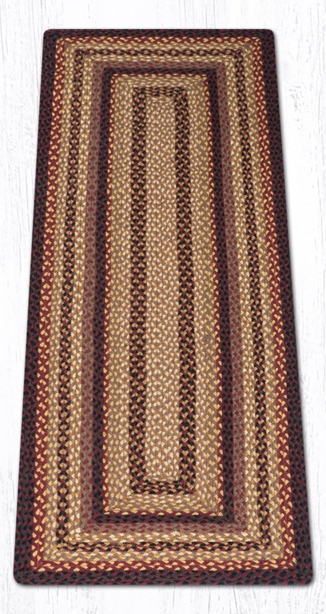 C-371 Black Cherry, Chocolate, & Cream Braided Rug - Oblong - Ozark Cabin Décor, LLC