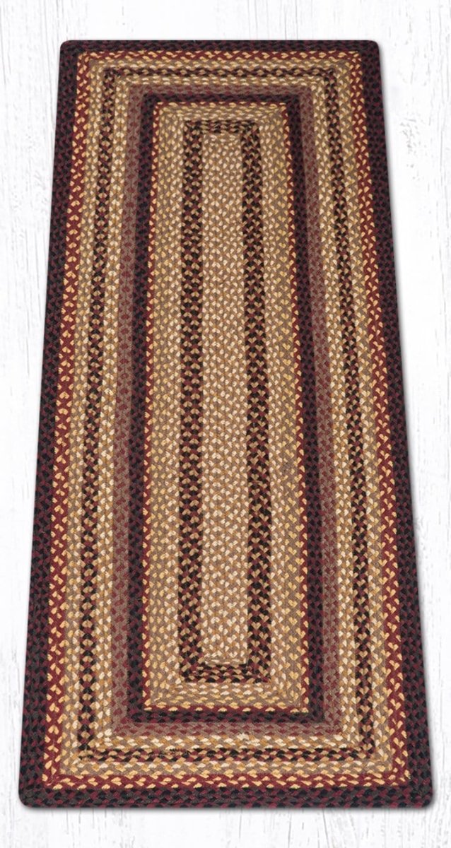 C-371 Black Cherry, Chocolate, & Cream Braided Rug - Oblong - Ozark Cabin Décor, LLC