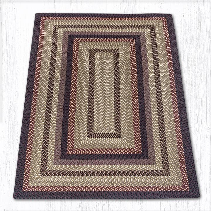 C-371 Black Cherry, Chocolate, & Cream Braided Rug - Oblong - Ozark Cabin Décor, LLC