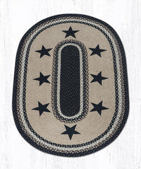 OP-313 Black Stars Oval Braided Rug - Ozark Cabin Décor, LLC