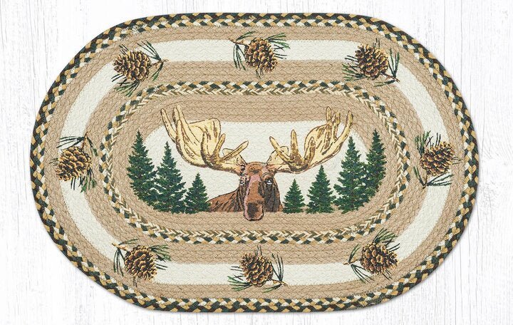 OP-051 Bull Moose Oval Braided Rug - Ozark Cabin Décor, LLC