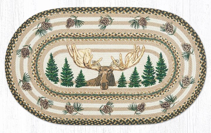 OP-051 Bull Moose Oval Braided Rug - Ozark Cabin Décor, LLC