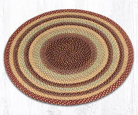 Burgundy, Gray, and Cream Round Braided Natural Jute Fiber Area Rug - Ozark Cabin Décor, LLC