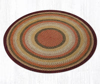 Burgundy, Mustard, and Ivory Round Braided Natural Jute Fiber Area Rug - Ozark Cabin Décor, LLC